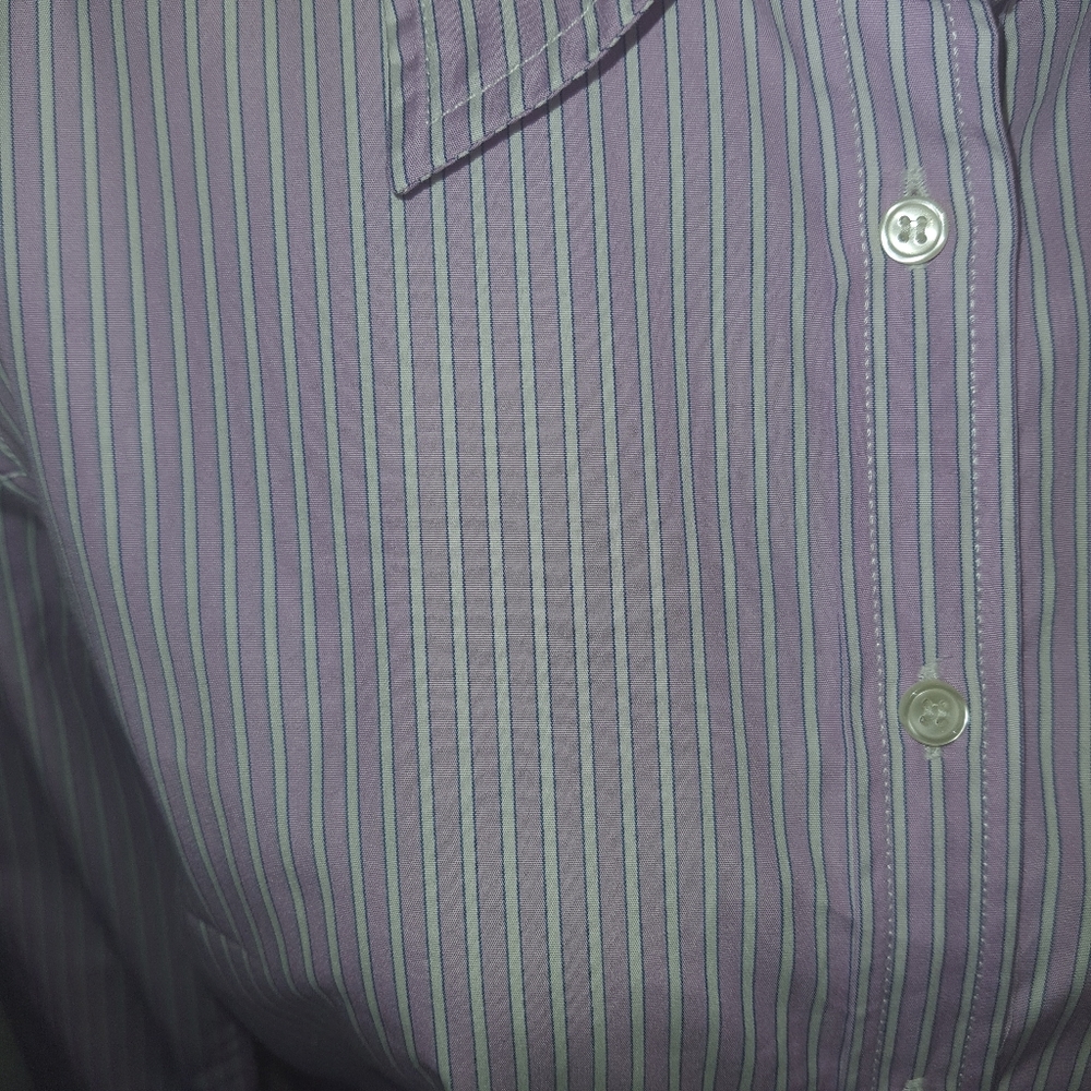 J Crew Women's Classic Cotton Long Sleeve Pinstripe Casual Shirt Violet Purple M - Picture 6 of 9